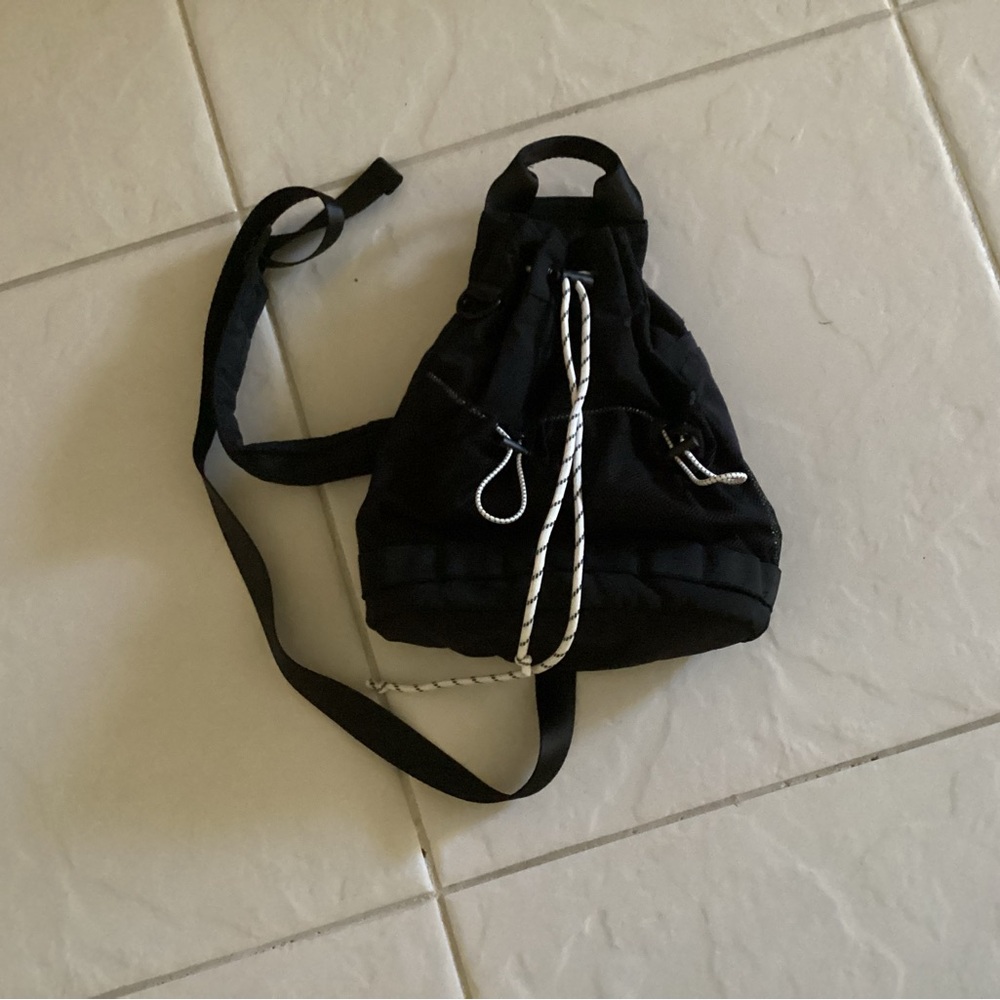 Black Mini Backpack with Rope Detail, New, No Tag